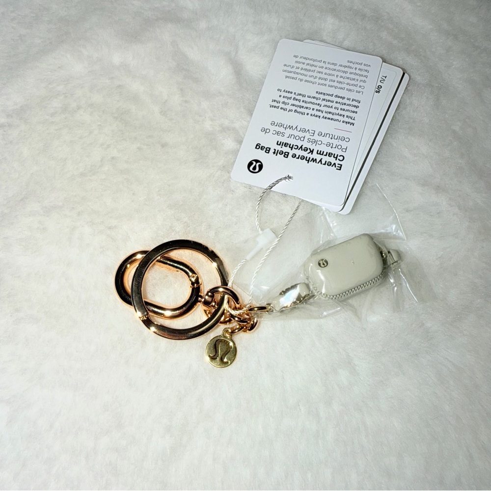 Lululemon Everywhere Belt Bag Charm Gold and Cream Keychain - Picture 4 of 5